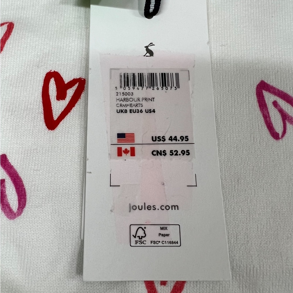 JOULES Harbour Print Cream Hearts Top! - Picture 5 of 7